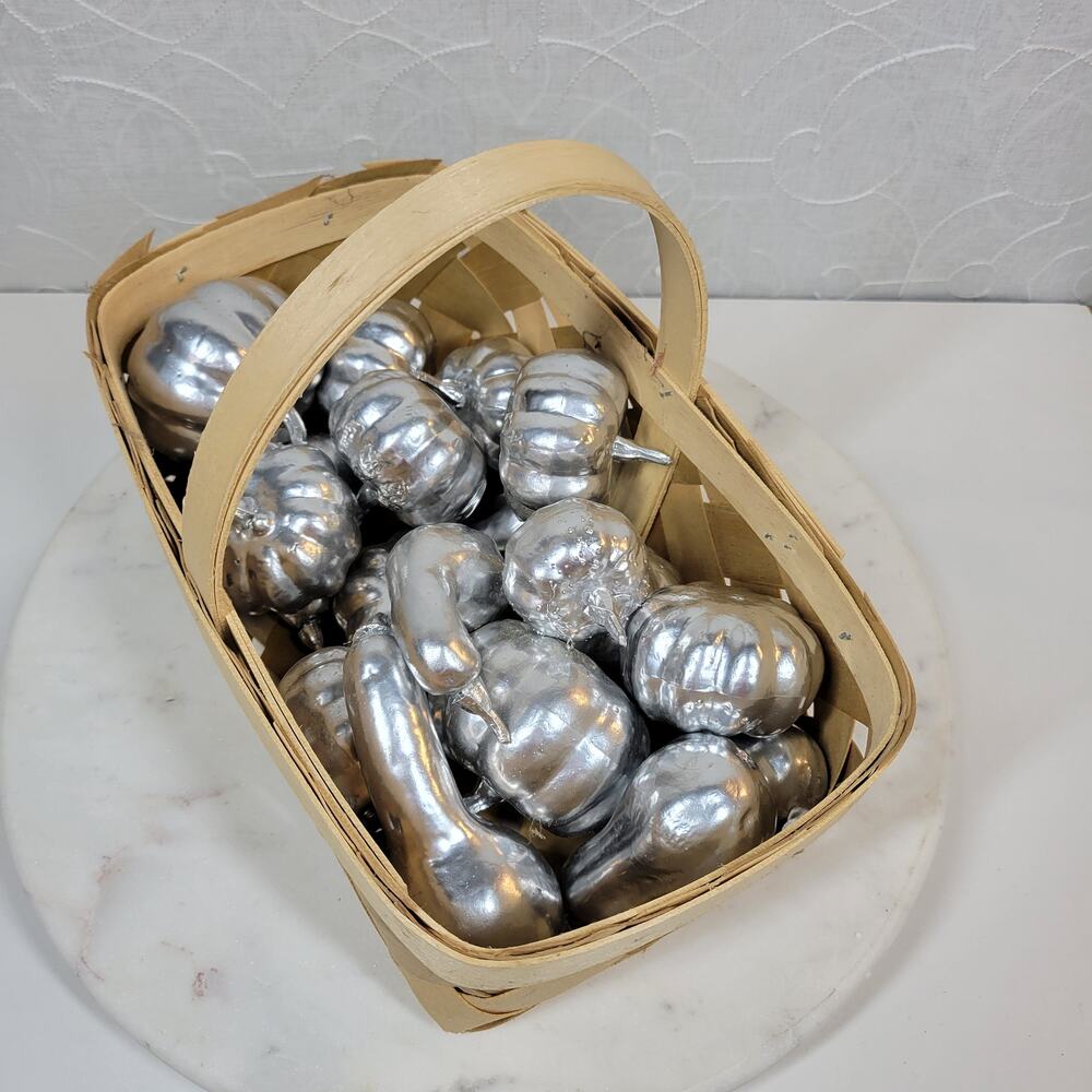 Decorative Pumpkins Gourd Lot 4" Silver Coat Fall Halloween Thanksgiving
